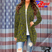 "Dark Lime Kaleido-Camo" Camo Toad Long Sleeve Cardigan