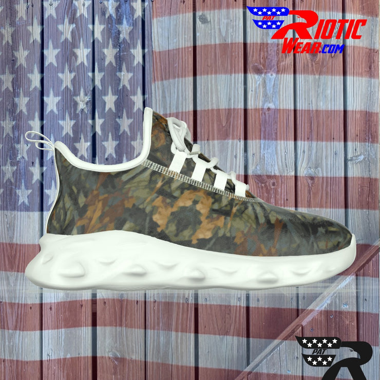 "Bark Leaf" Camo Toad Men's Light Sports Shoes  (White or Black Soles)