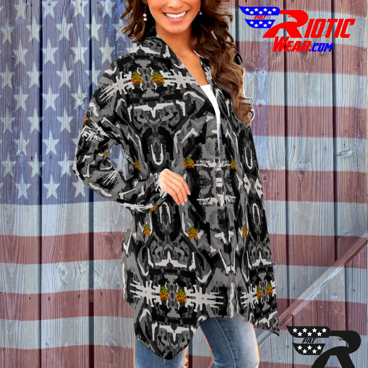 "Dark Grey Gun" Camo Toad Long Sleeve Cardigan