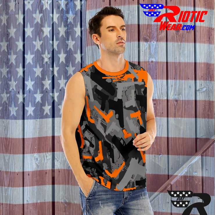 "Orange Gunner" O-Neck Sleeveless Tank Top