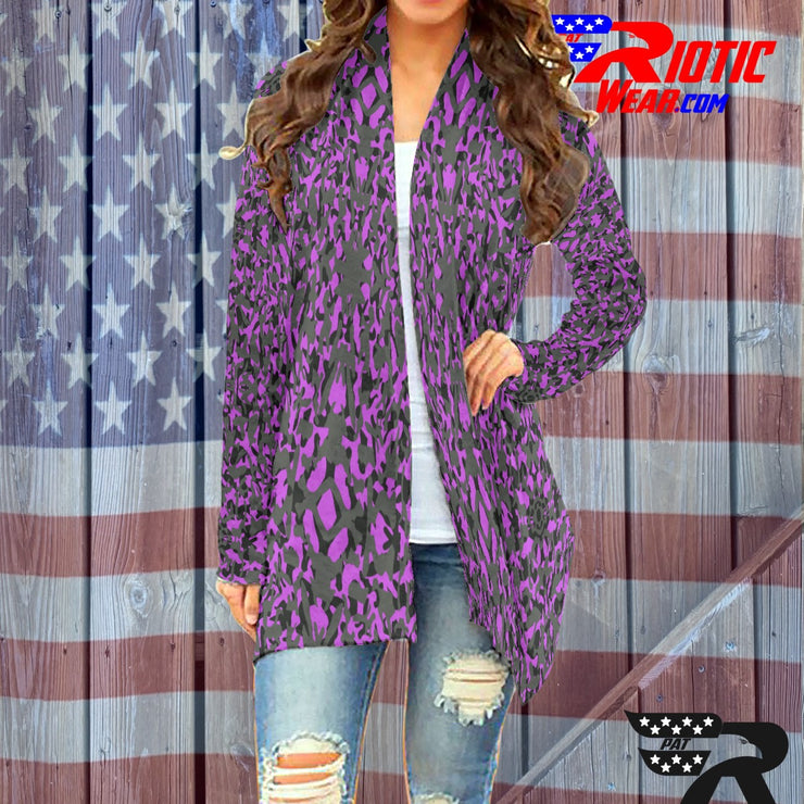 "Purple Kaleido-Camo" Camo Toad Long Sleeve Cardigan