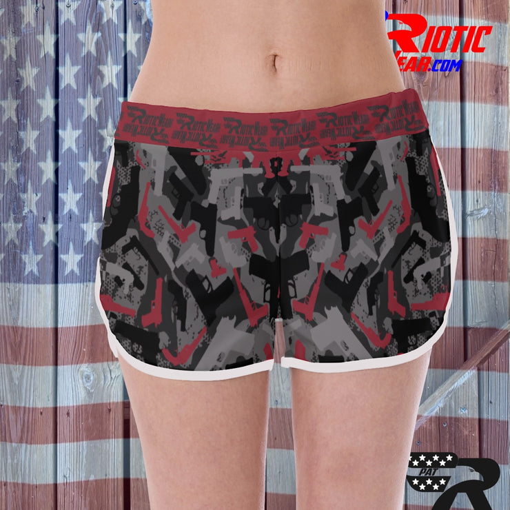 "Maroon Gun" Camo Toad Ladies Track & Field Shorts
