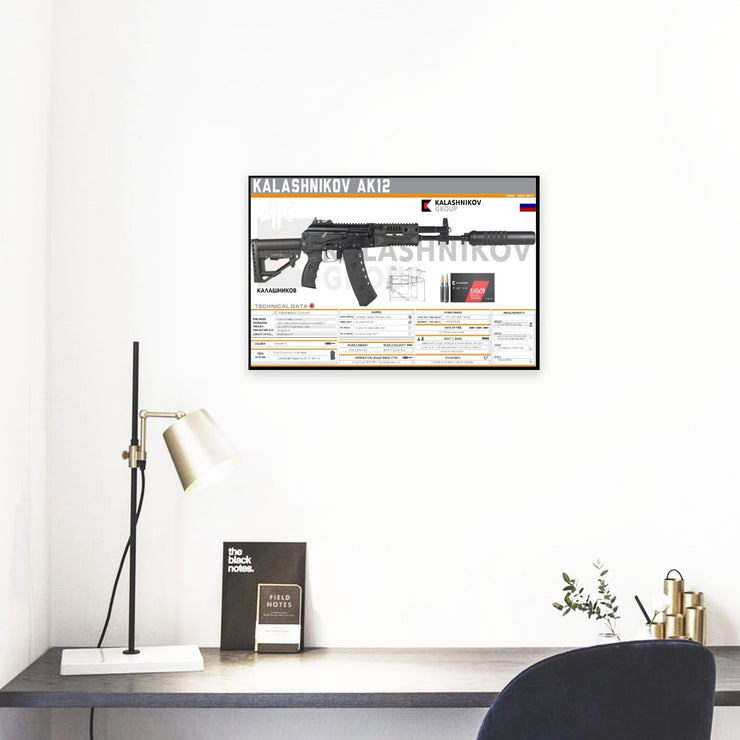 AK-12 Gun Spec Data Premium Wall Art Poster (Choose Size)