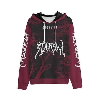 (Updated) Dark Starsky Red/Black Heavy Metal Design Premium Hoodie Microfiber Interlock  Material