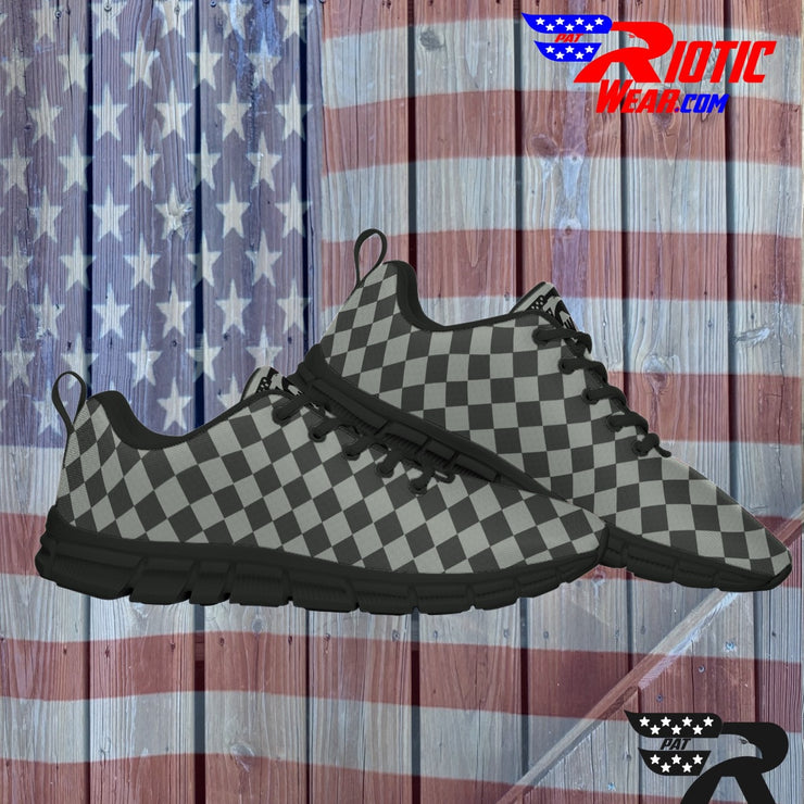 [[ Grey Checkered ]] Sports Athletic Premium Shoes