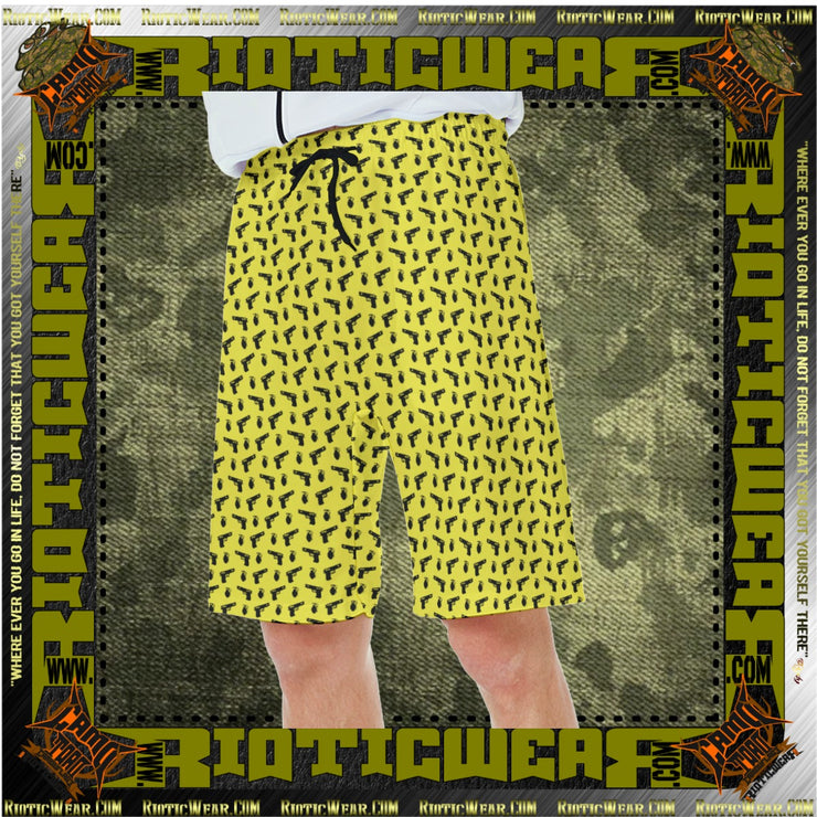 Yellow Pistol RePeat Casual Beach Shorts Trunks