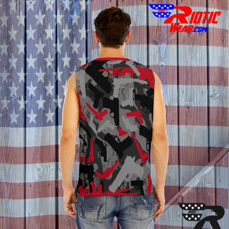 "Red Gunner" O-Neck Sleeveless Tank Top