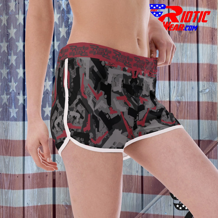 "Maroon Gun" Camo Toad Ladies Track & Field Shorts