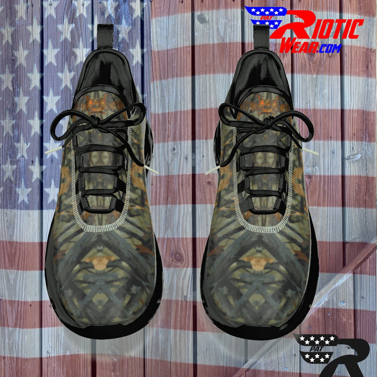 "Bark Leaf" Camo Toad Men's Light Sports Shoes  (White or Black Soles)