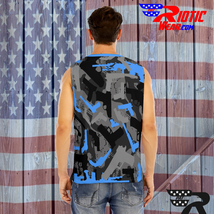 "Blue Gunner" O-Neck Sleeveless Tank Top
