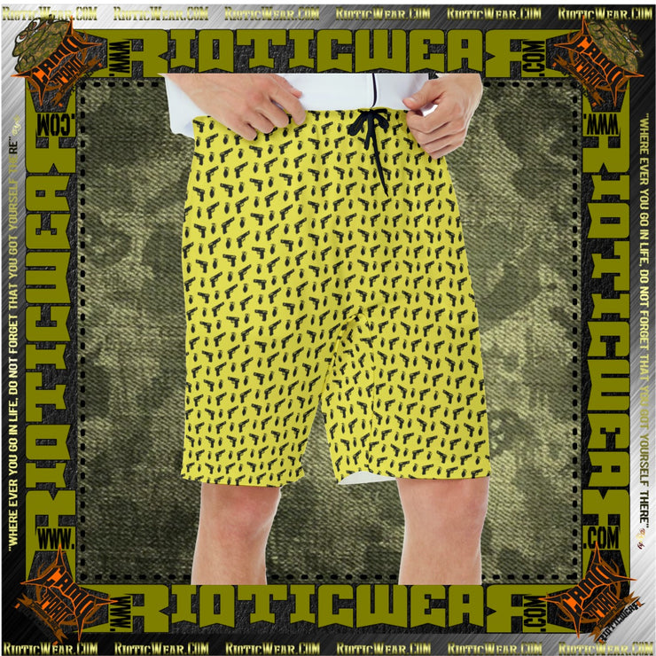 Yellow Pistol RePeat Casual Beach Shorts Trunks