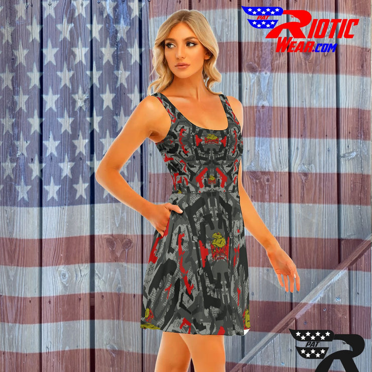 "Dark Red Gun" Camo Toad Day Dress