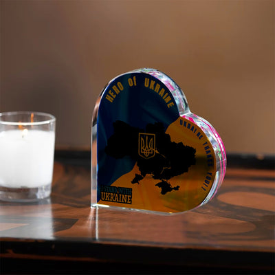 "Hero of Ukraine" Support Heart Shaped Acrylic Desktop Ornament