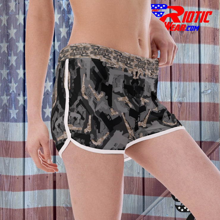 "Desert Digital Camo Gun" Camo Toad Ladies Track & Field Shorts