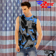 "Blue Gunner" O-Neck Sleeveless Tank Top