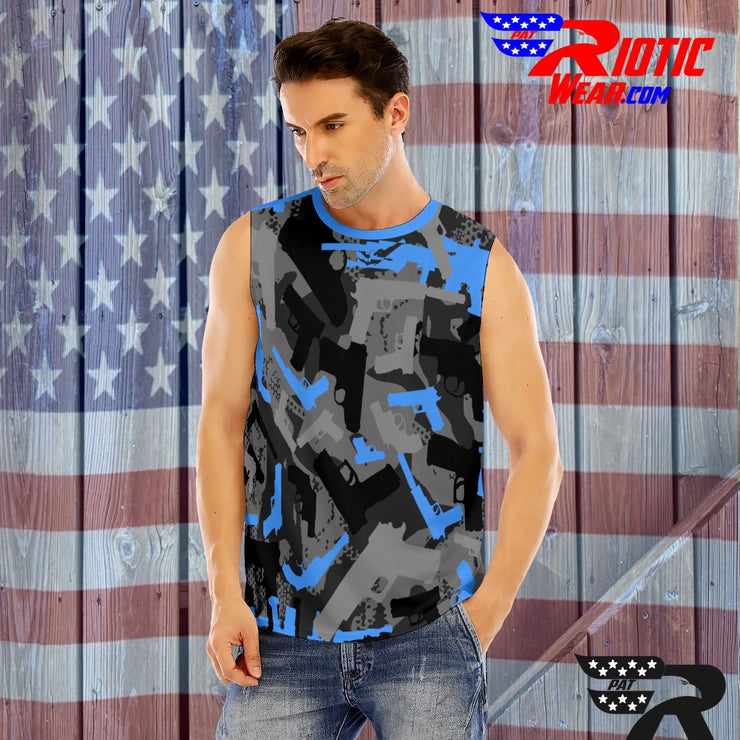 "Blue Gunner" O-Neck Sleeveless Tank Top