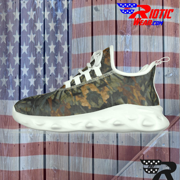 "Bark Leaf" Camo Toad Men's Light Sports Shoes  (White or Black Soles)