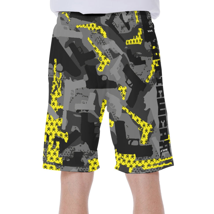 "Yellow Skull & Cross Bones Gunner" Men's Premium Board or Swim Shorts