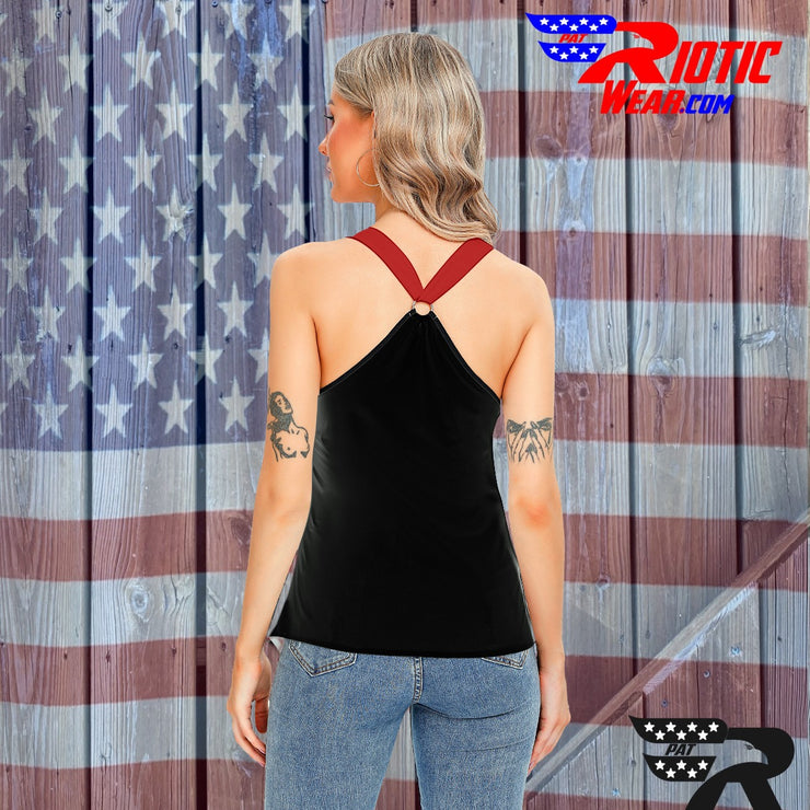 'Dark Red Tiger Gun" Camo Toad Lady Sport Tank Top