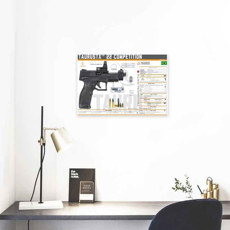 TAURUSTX 22 COMPETITION Gun Spec Data Premium Wall Art Poster (Choose Size)