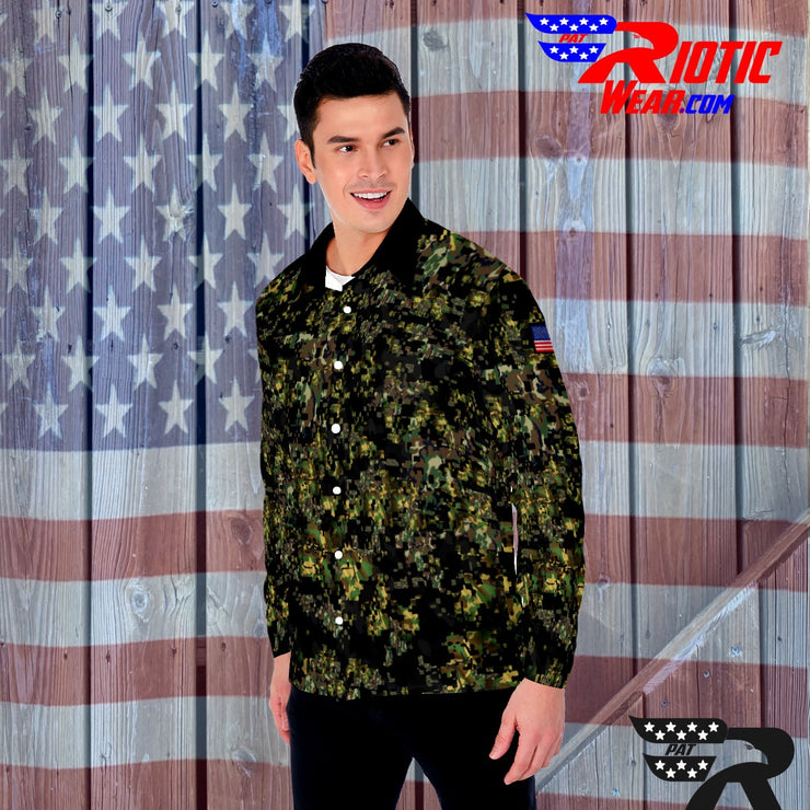"Digitized Digital-Camo"  Long Sleeve Button Down w/ Logos