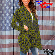 "Dark Lime Kaleido-Camo" Camo Toad Long Sleeve Cardigan