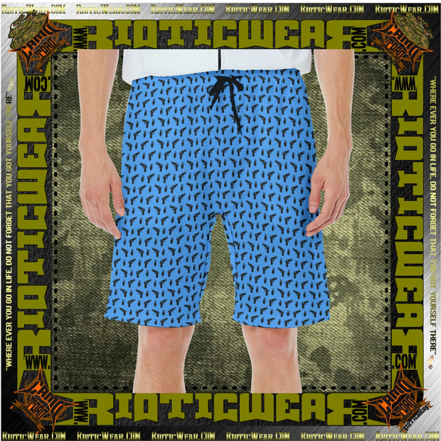 Blue Pistol Repeat Casual Beach Shorts Trunk