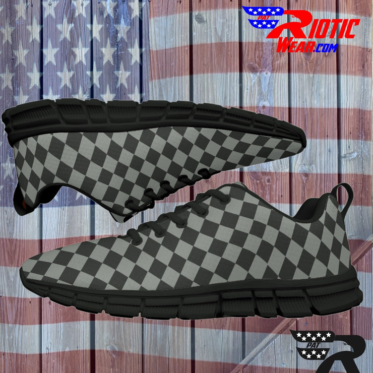 [[ Grey Checkered ]] Sports Athletic Premium Shoes