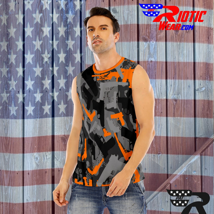 "Orange Gunner" O-Neck Sleeveless Tank Top