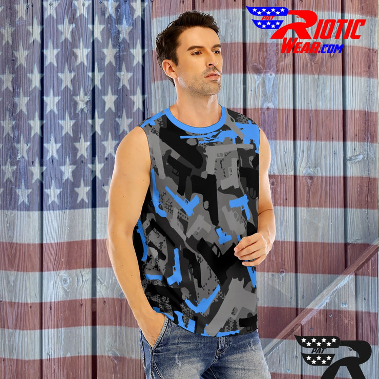 "Blue Gunner" O-Neck Sleeveless Tank Top