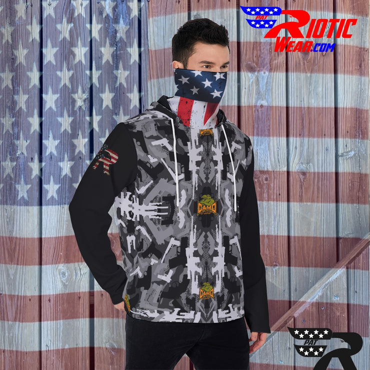 "Dark Color-Block Gun" Camo Toad Hoodie w/ Face Cover