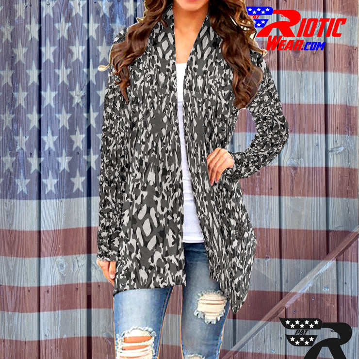 "Light Grey Kaleido-Camo" Camo Toad Long Sleeve Cardigan
