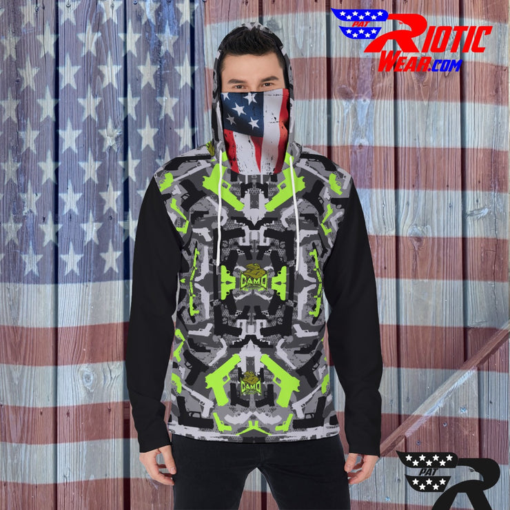 "Lime Color-Block Gun" Camo Toad Hoodie w/ Face Cover
