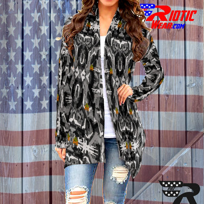 "Dark Grey Gun" Camo Toad Long Sleeve Cardigan