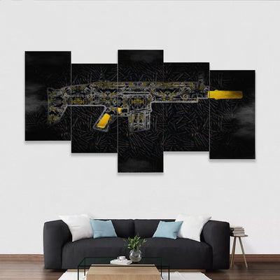 Framed five-piece mural