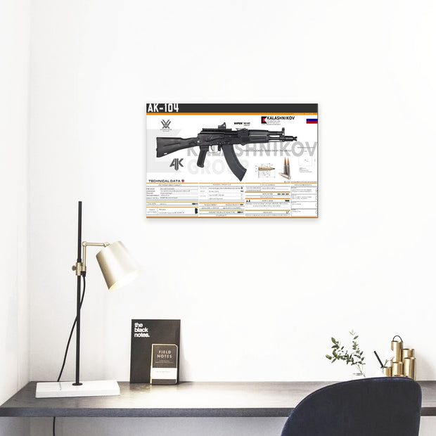 AK-104 Gun Spec Data Premium Wall Art Poster (Choose Size)