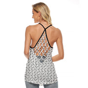 [[ Pistol Print ]] Black/WhiteWomen's Criss-Cross Open Back Tank Top