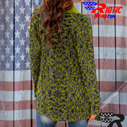 "Dark Lime Kaleido-Camo" Camo Toad Long Sleeve Cardigan