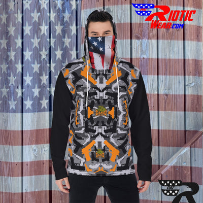 "Orange Color-Block Gun" Camo Toad Hoodie w/ Face Cover