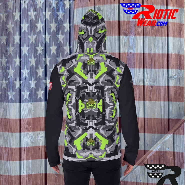 "Lime Color-Block Gun" Camo Toad Hoodie w/ Face Cover