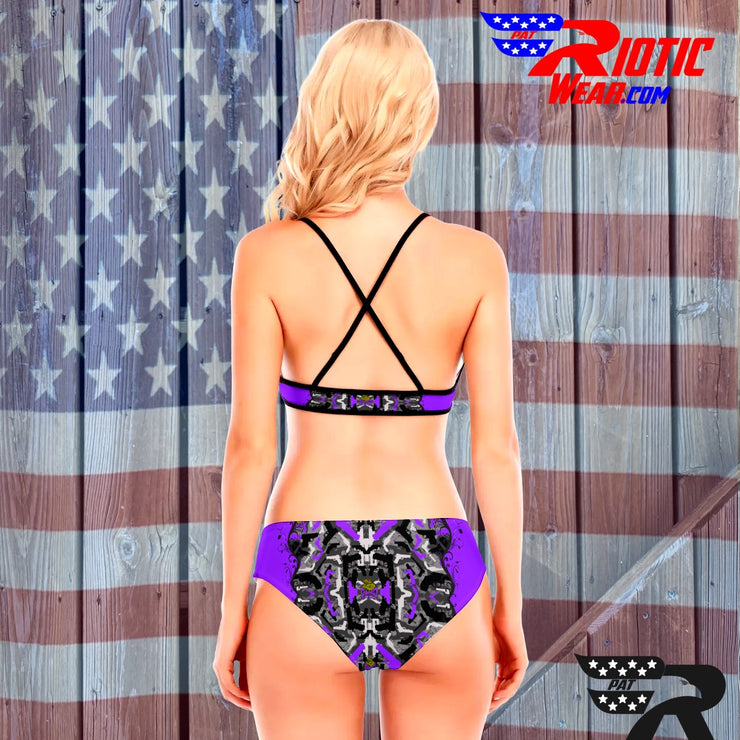 "2-Tone Purple Gun" Camo Toad Bikini Set