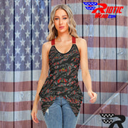'Dark Red Tiger Gun" Camo Toad Lady Sport Tank Top