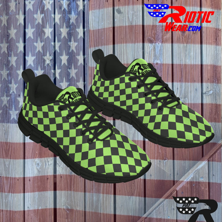 [[ Lime Checkered ]] Sports Athletic Premium Shoes