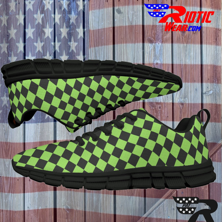 [[ Lime Checkered ]] Sports Athletic Premium Shoes