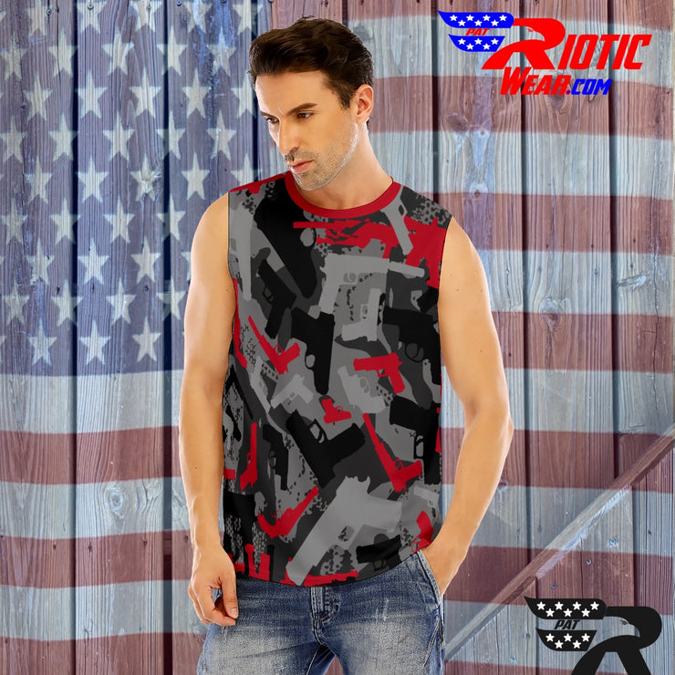 "Red Gunner" O-Neck Sleeveless Tank Top