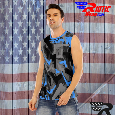 "Blue Gunner" O-Neck Sleeveless Tank Top