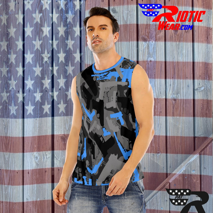 "Blue Gunner" O-Neck Sleeveless Tank Top