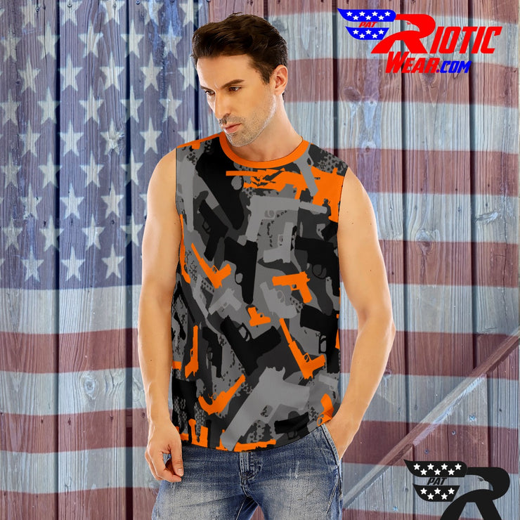 "Orange Gunner" O-Neck Sleeveless Tank Top