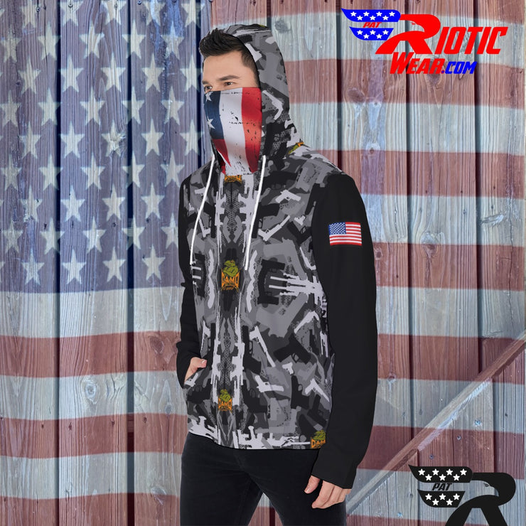 "Dark Color-Block Gun" Camo Toad Hoodie w/ Face Cover