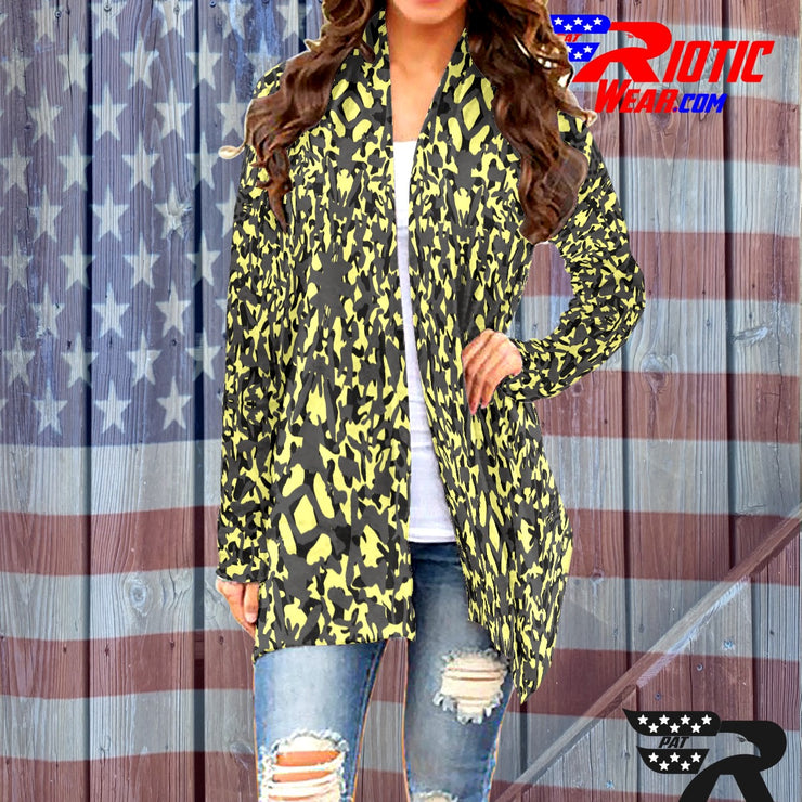 "Pale Yellow Kaleido-Camo" Camo Toad Long Sleeve Cardigan